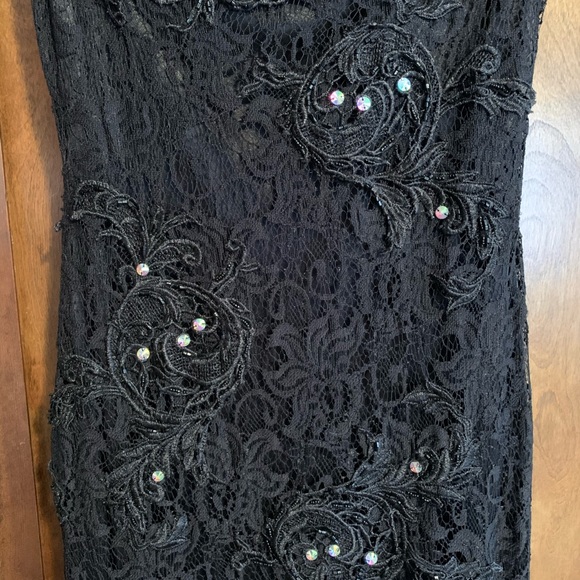 Black Lace Full Length Prom Dress - Picture 6 of 9